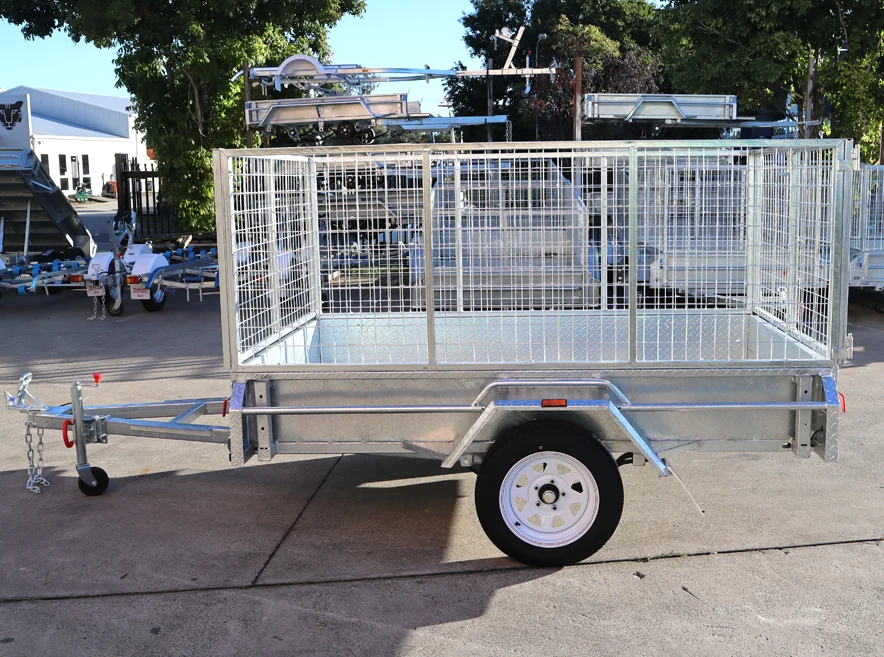 8x5 Galvanised 3ft Cage Trailer with Full Checker Plate and Tilt Function for Sale Brisbane — image 2