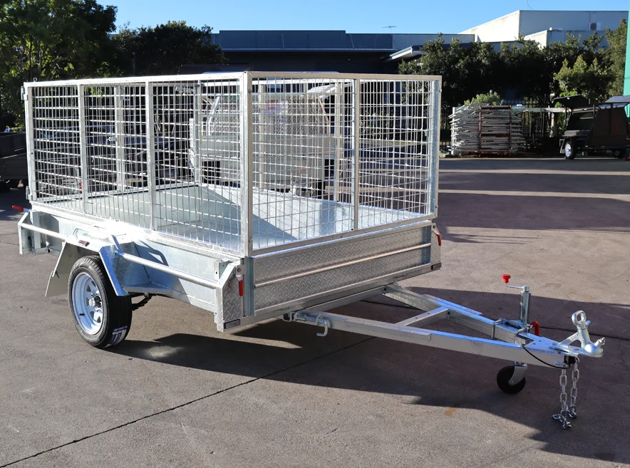 8x5 Galvanised 3ft Cage Trailer with Full Checker Plate and Tilt Function for Sale Brisbane