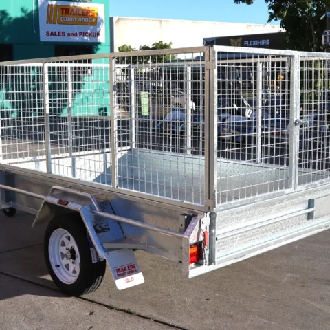 8x5 Galvanised 3ft Cage Trailer with Full Checker Plate and Tilt Function for Sale Brisbane — image 3