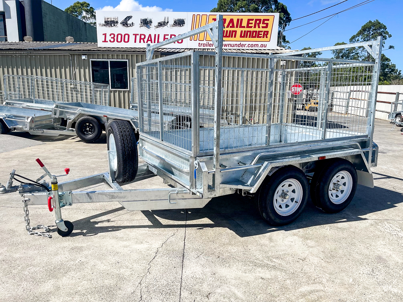 8x5 Tandem Axle Galvanised Trailer with 3 Ft Cage | Ladder Racks | For Sale in Brisbane