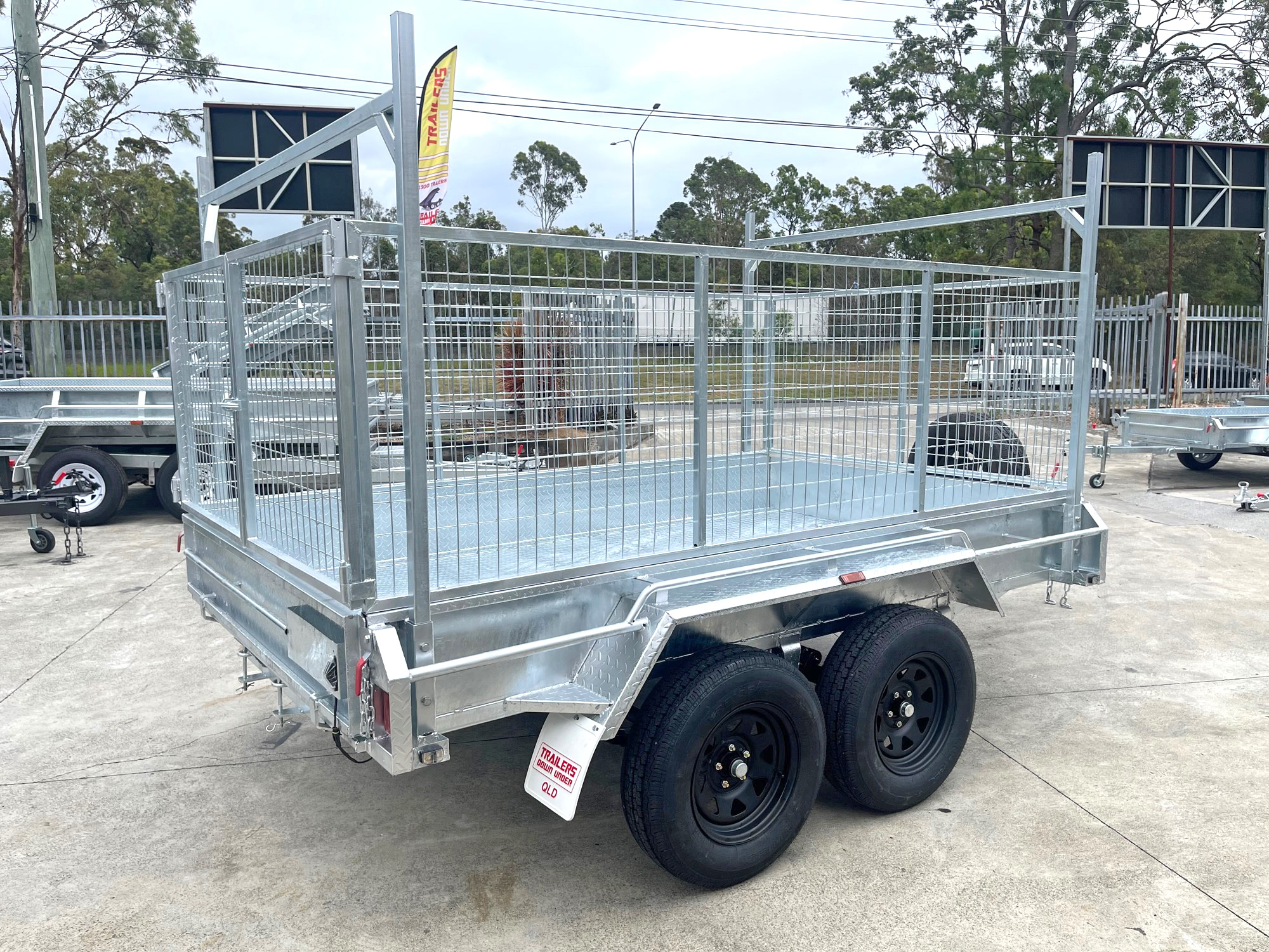 10x5 Galvanised Cage Trailer For Sale with 3ft Cage, Racks, Ramps on Special — image 7