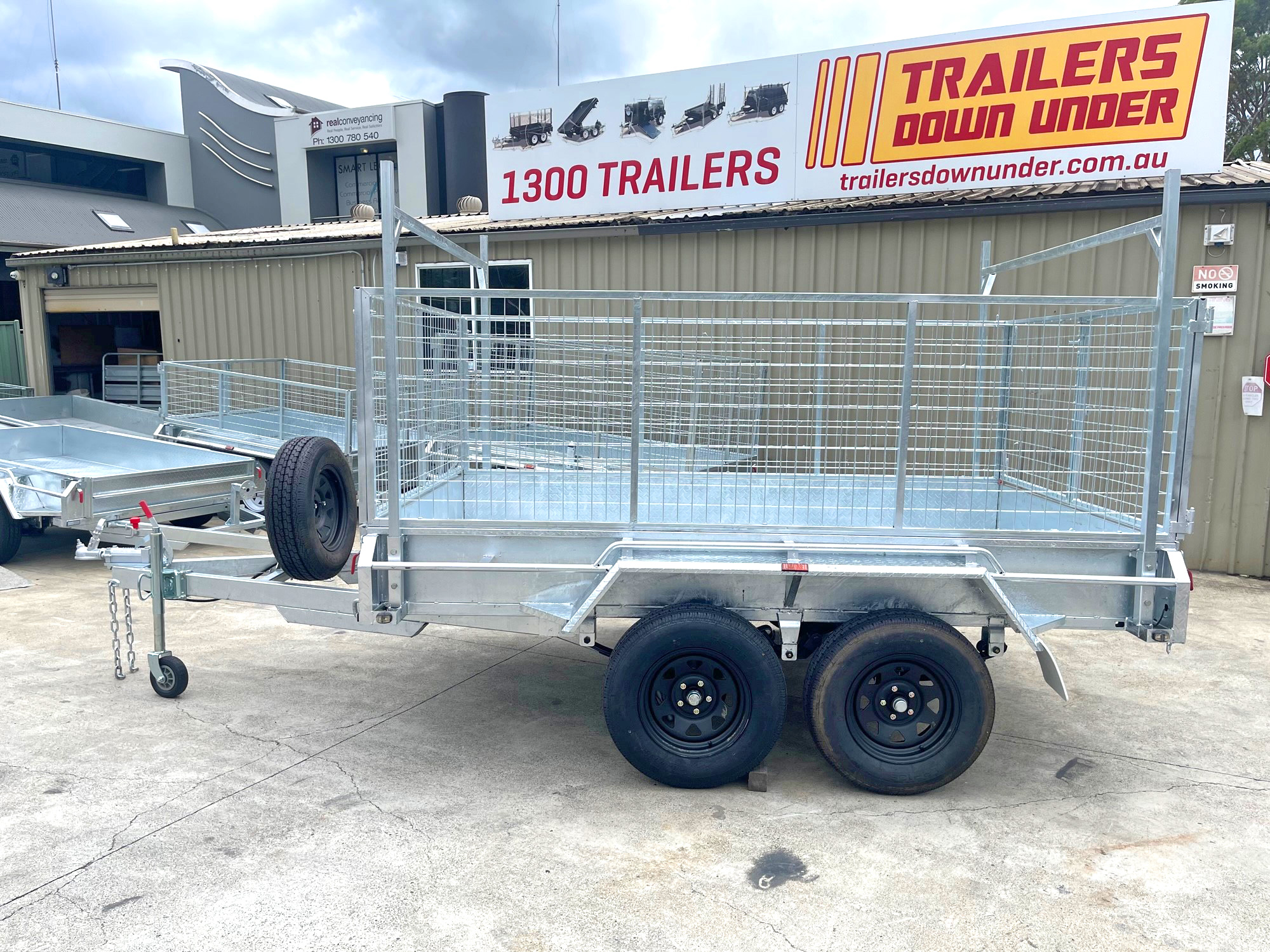 10x5 Galvanised Cage Trailer For Sale with 3ft Cage, Racks, Ramps on Special — image 2