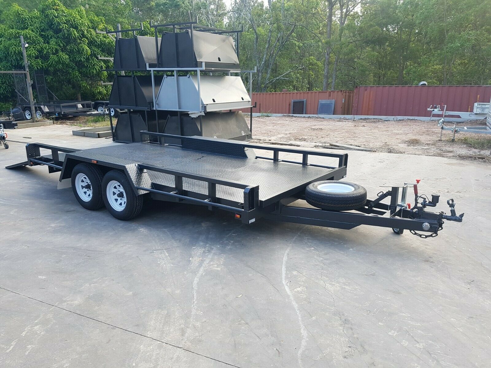 14x6'6" Tandem Car Carrier / Car trailer for Sale in Brisbane | Open Rail - RHS Sides | 7FT Long Ramps — image 3