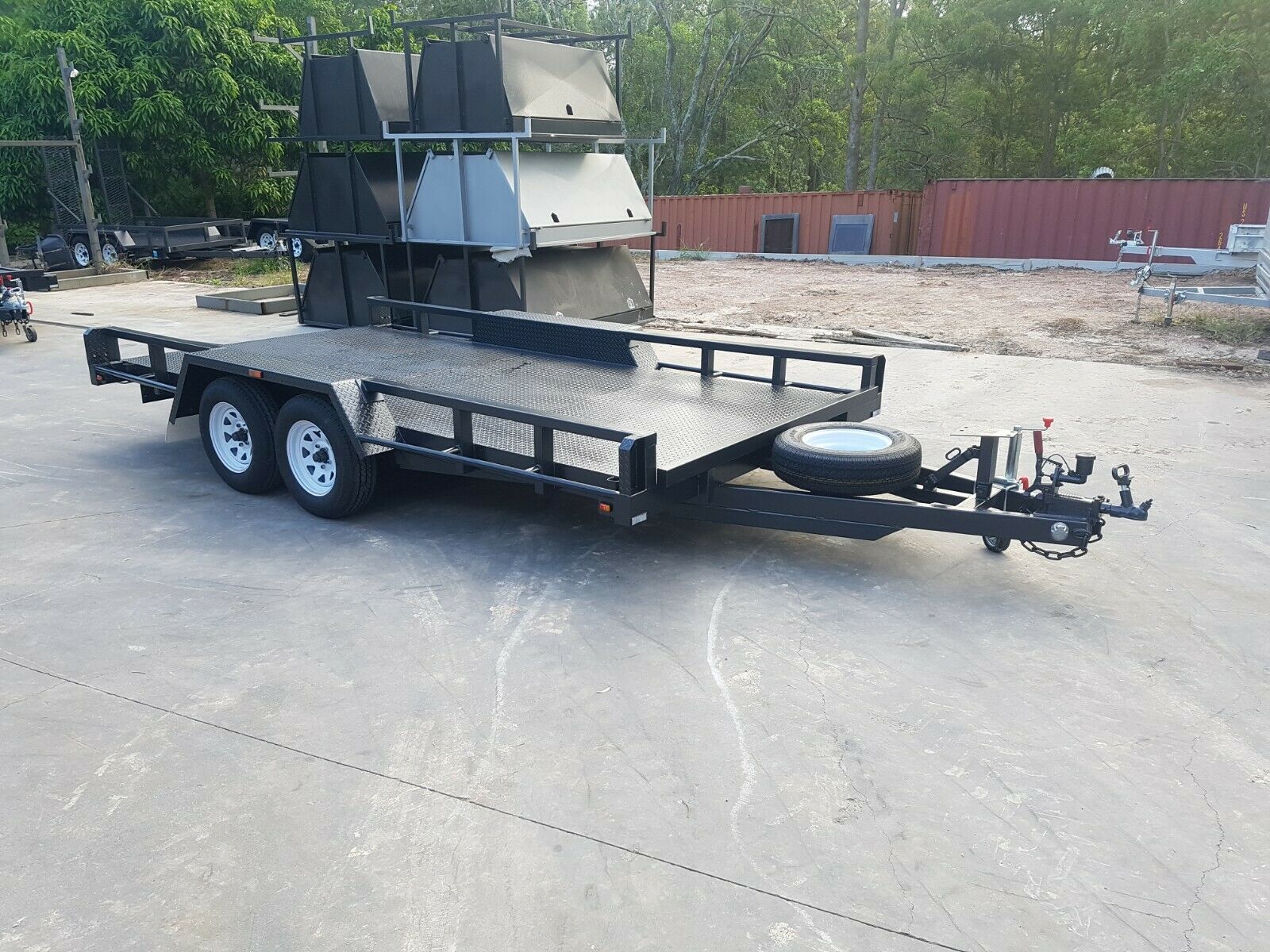 14x6'6" Tandem Car Carrier / Car trailer for Sale in Brisbane | Open Rail - RHS Sides | 7FT Long Ramps — image 7
