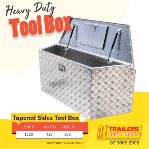 Top Opening Tapered Sides Drawbar Trailer Storage Tool Box for Sale Brisbane — image 3